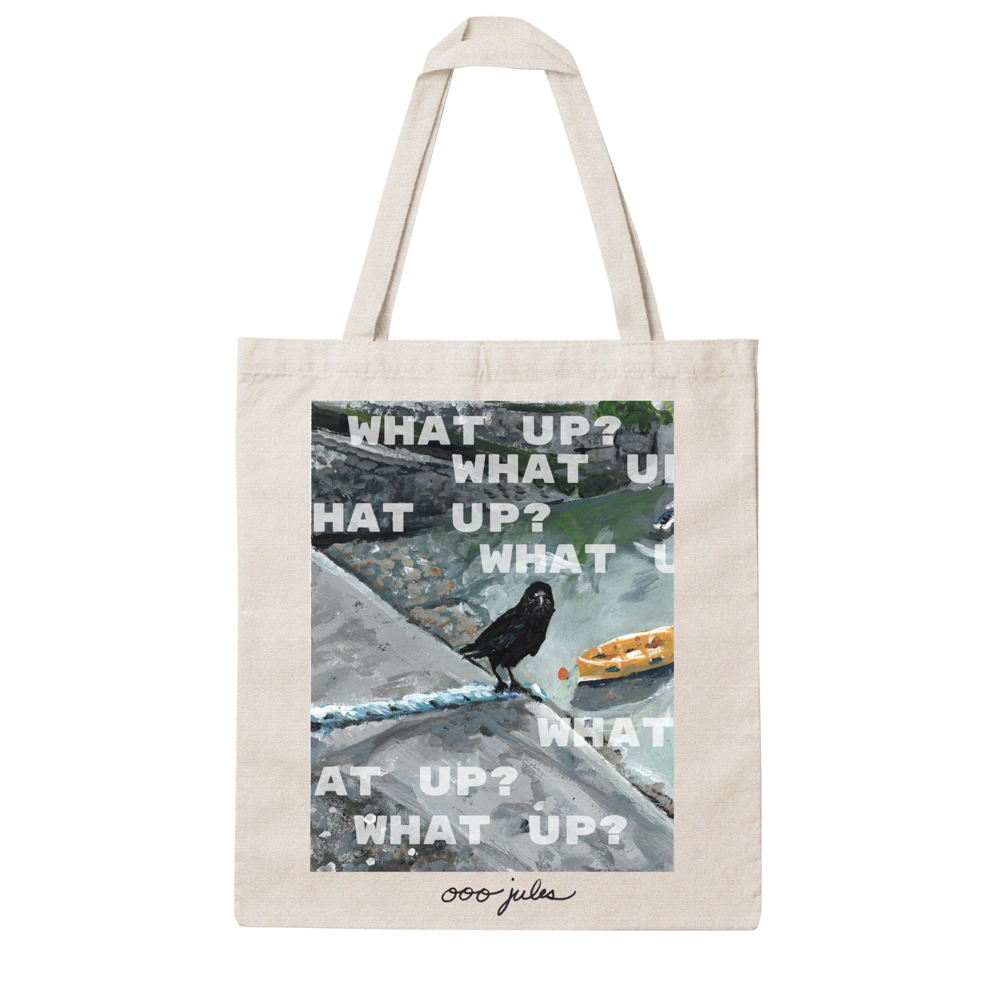 What Up? Crow Canvas Tote – Original Art by ooojules
