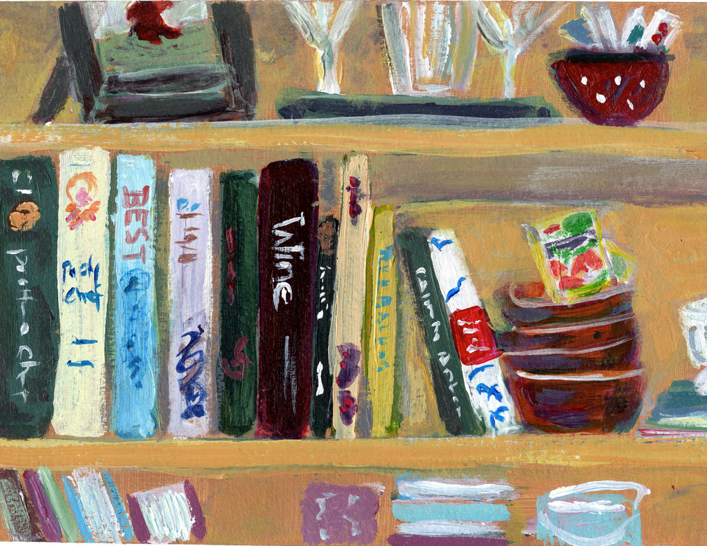 Cozy Catch-All Bookshelf Greeting Card | Blank Art Card