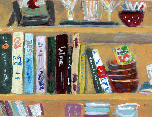 Cozy Catch-All Bookshelf Greeting Card | Blank Art Card
