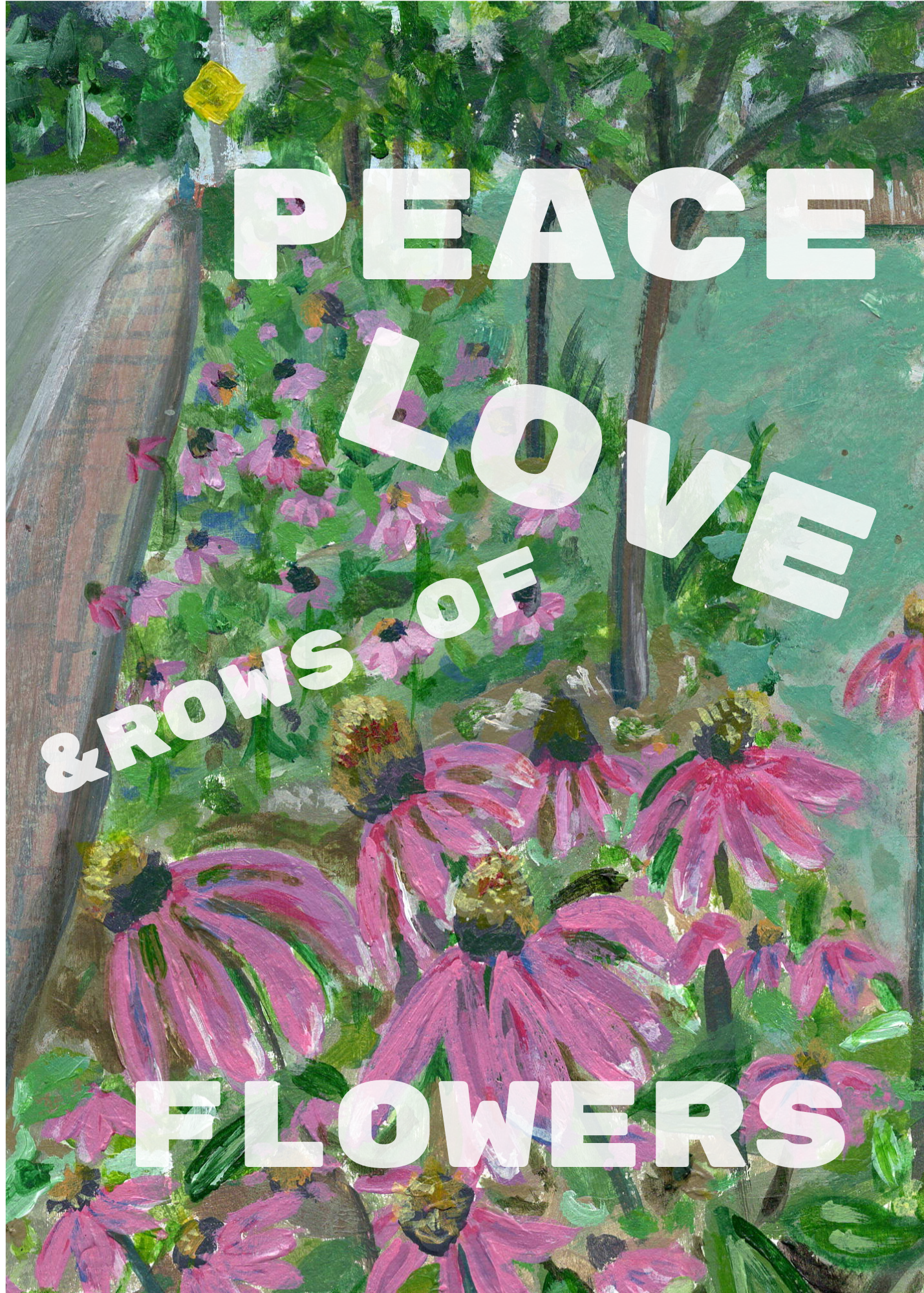 Peace, Love & Rows of Flowers Greeting Card – ooojules Peace, Love & Rows of Flowers Greeting Card – ooojules